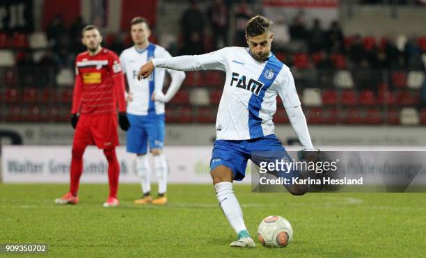 Michel Niemeyer of Magdeburg during the 3.Liga match between FC Rot Weiss Erfurt and 1.FC Magdeburg at Arena Erfurt on January 22, 2018 in Erfurt,...