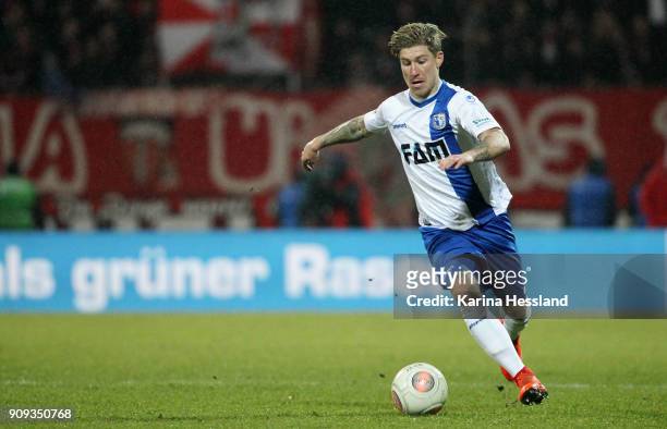 Philip Tuerpitz of Magdeburg during the 3.Liga match between FC Rot Weiss Erfurt and 1.FC Magdeburg at Arena Erfurt on January 22, 2018 in Erfurt,...