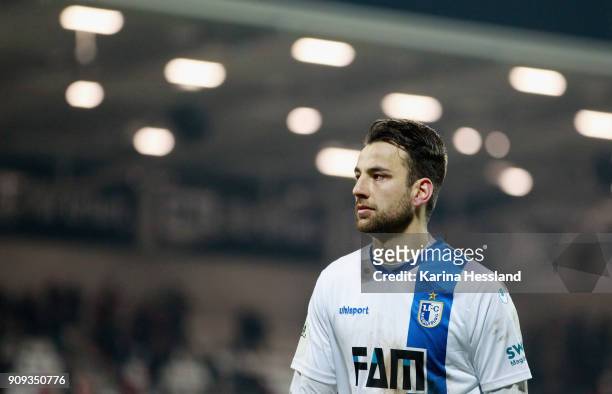 Christian Beck of Magdeburg during the 3.Liga match between FC Rot Weiss Erfurt and 1.FC Magdeburg at Arena Erfurt on January 22, 2018 in Erfurt,...