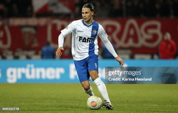 Tobias Schwede of Magdeburg during the 3.Liga match between FC Rot Weiss Erfurt and 1.FC Magdeburg at Arena Erfurt on January 22, 2018 in Erfurt,...