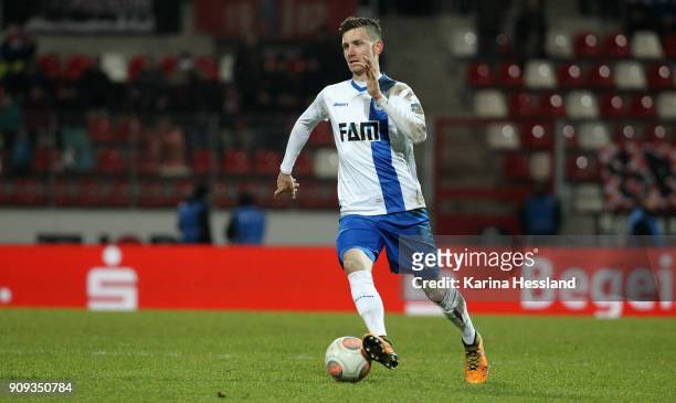 Steffen Schaefer of Magdeburg during the 3.Liga match between FC Rot Weiss Erfurt and 1.FC Magdeburg at Arena Erfurt on January 22, 2018 in Erfurt,...