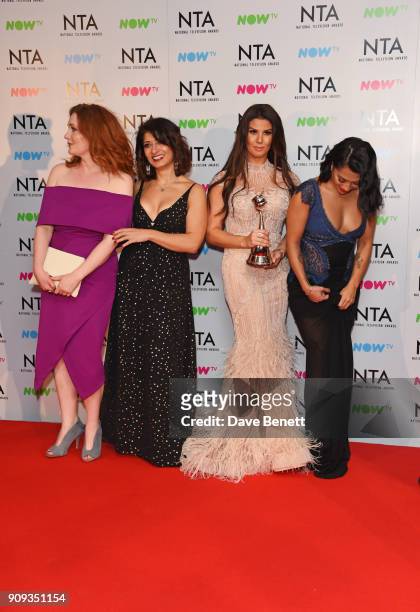 Jennie McAlpine, Shappi Khorsandi, Rebekah Vardy and Vanessa White, accepting the Challenge Show award for "I'm A Celebrity...Get Me Out Of Here!"...