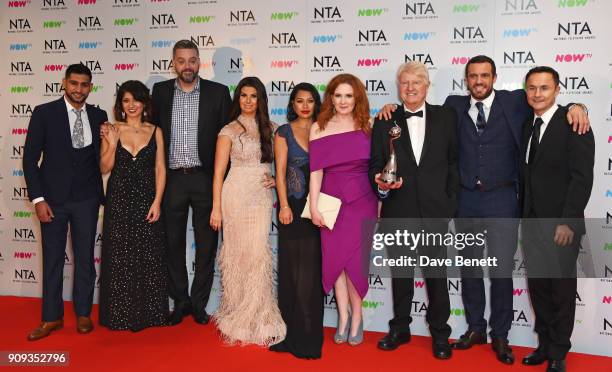 Amir Khan, Shappi Khorsandi, Iain Lee, Rebekah Vardy, Vanessa White, Jennie McAlpine, Stanley Johnson, Jamie Lomas and Dennis Wise, accepting the...