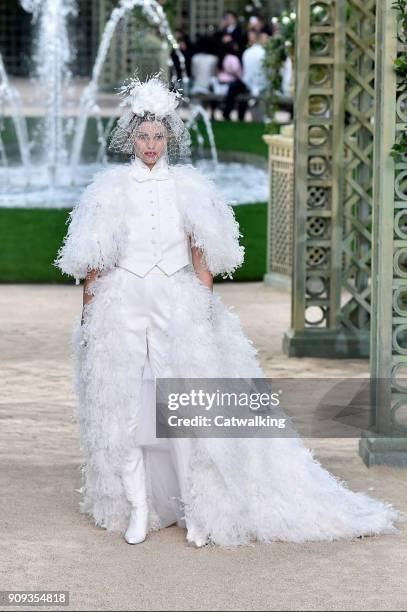 Model walks the runway at the Chanel Spring Summer 2018 fashion show during Paris Haute Couture Fashion Week on January 23, 2018 in Paris, France.