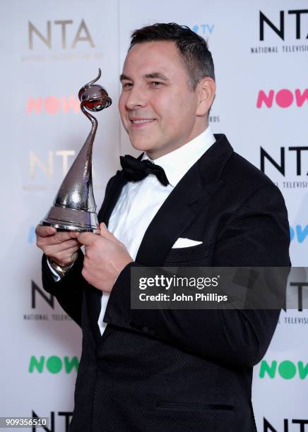 David Walliams with his award for TV Judge in "Britain's Got Talent" during the National Television Awards 2018 at the O2 Arena on January 23, 2018...