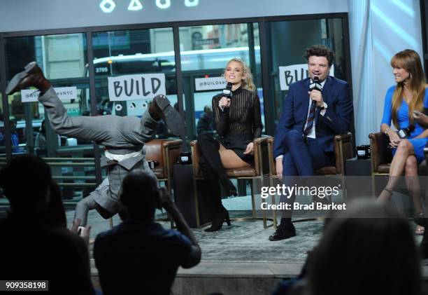 Chris Diamantopoulos, AnnaLynne McCord, Matt Jones and Jane Seymour visit the Build Series at Build Studio on January 23, 2018 in New York City.