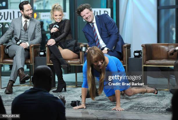 Chris Diamantopoulos, AnnaLynne McCord, Matt Jones and Jane Seymour visit the Build Series at Build Studio on January 23, 2018 in New York City.