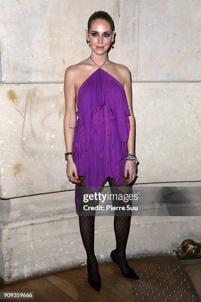 Chiara Ferragni attends the Alexandre Vauthier Haute Couture Spring Summer 2018 show as part of Paris Fashion Week on January 23, 2018 in Paris,...