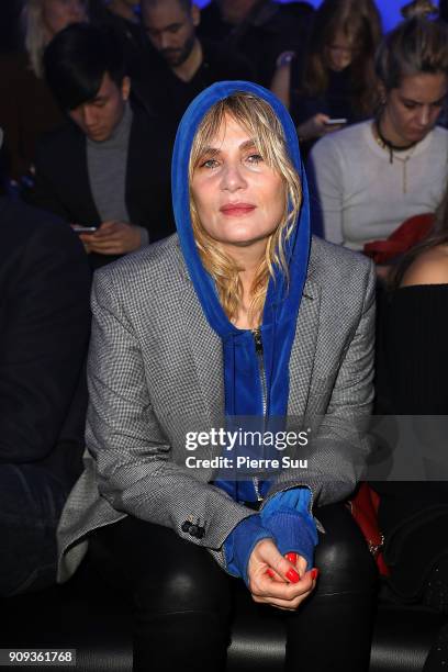 Emmanuelle Seigner attends the Alexandre Vauthier Haute Couture Spring Summer 2018 show as part of Paris Fashion Week on January 23, 2018 in Paris,...