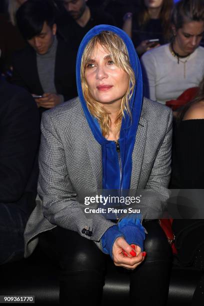 Emmanuelle Seigner attends the Alexandre Vauthier Haute Couture Spring Summer 2018 show as part of Paris Fashion Week on January 23, 2018 in Paris,...