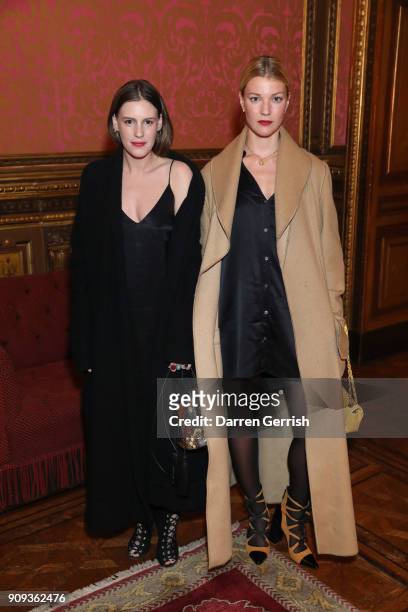 Juliette Dol and Mona Walravens attend the Matchesfashion.com x Fabrizio Viti dinner at The Travellers Club on January 23, 2018 in Paris, France.