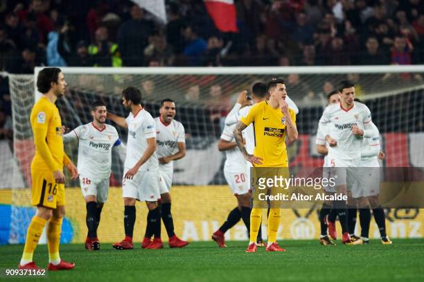 Sergio Escudero of Sevilla FC celebrates after scoring goal during during the Copa del Rey, Quarter Final, second Leg match between Sevilla FC and...