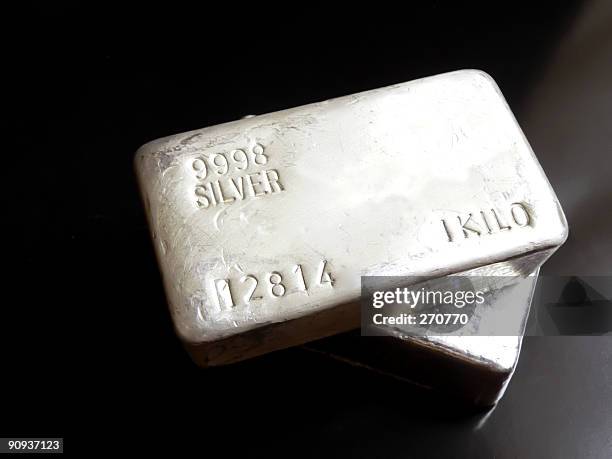 silver bullion - silver metal stock pictures, royalty-free photos & images