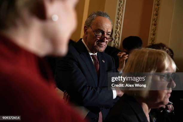 Senate Minority Leader Sen. Chuck Schumer and Sen. Patty Murray during a media briefing after a weekly Senate Democratic Policy Luncheon January 23,...