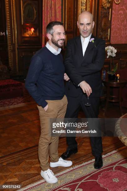 Bruce Sudano and designer Fabirzio Viti attends the Matchesfashion.com x Fabrizio Viti dinner at The Travellers Club on January 23, 2018 in Paris,...