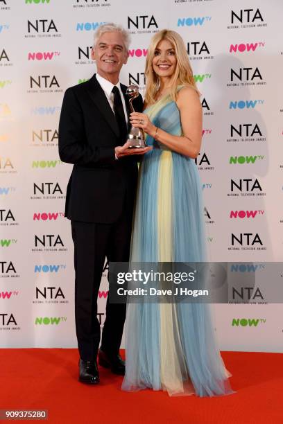 Phillip Schofield and Holly Willoughby from This Morning with the award for Daytime programme at the National Television Awards 2018 at The O2 Arena...