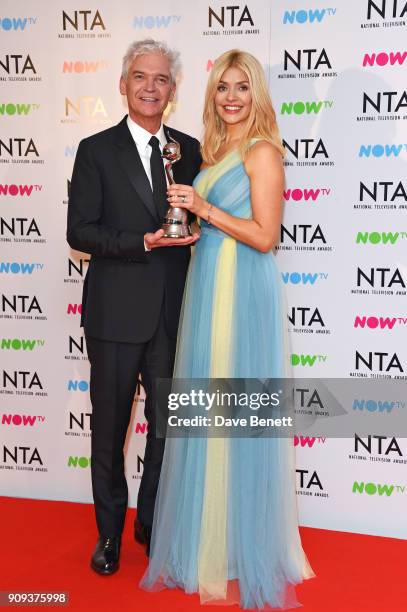 Phillip Schofield and Holly Willoughby, winners of the Daytime award for "This Morning", pose in the press room at the National Television Awards...