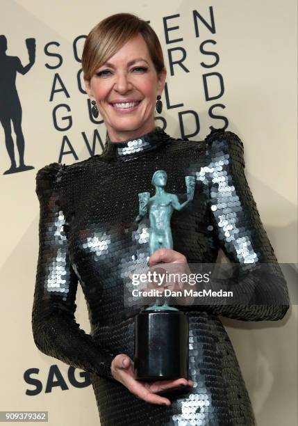 Actor Allison Janney, winner of Outstanding Performance by a Female Actor in a Supporting Role for 'I, Tonya,' poses in the press room at the 24th...