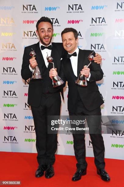 Anthony McPartlin and Declan Donnelly aka Ant & Dec, winners of the TV Presenter award and The Bruce Forsyth Entertainment Award, pose in the press...