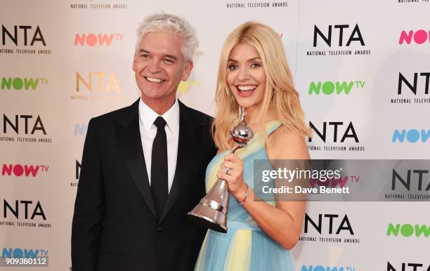 Phillip Schofield and Holly Willoughby, winners of the Daytime award for "This Morning", pose in the press room at the National Television Awards...