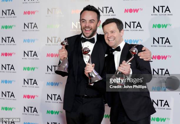Anthony McPartlin and Declan Donnelly with their TV Presenter award and The Bruce Forsyth Entertainment award during the National Television Awards...