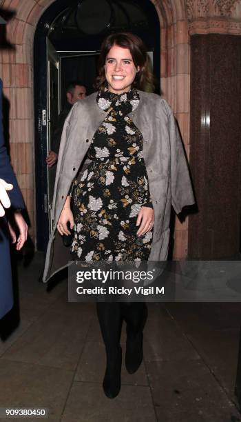 Princess Eugenie seen on a night out leaving George club in Mayfair on January 23, 2018 in London, England.