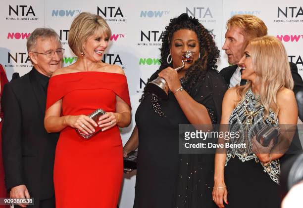 Dr Chris Steele, Ruth Langsford, Alison Hammond, Nik Speakman and Eva Speakman, winners of the Daytime award for "This Morning", pose in the press...