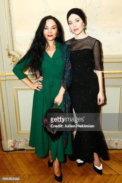 Miranda Mirianashvili and Ulyana Sergeenko attend the Ulyana Sergeenko Presentation as part of Paris Fashion Week - Haute Couture Spring Summer 2018...
