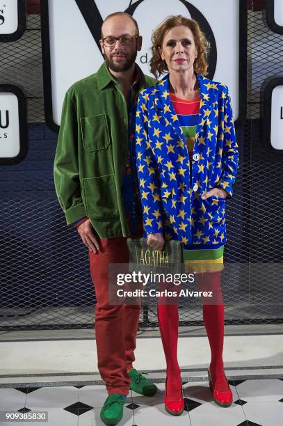 Spanish designer Agatha Ruiz de la Prada and his son Tristan Ramirez attend the 'Yo Dona' party at Only You Hotel Atocha on January 23, 2018 in...