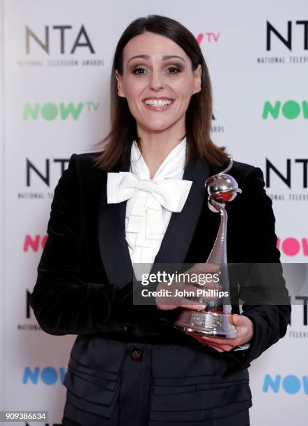 Suranne Jones with the Drama Performance award for "Doctor Foster" during the National Television Awards 2018 at the O2 Arena on January 23, 2018 in...