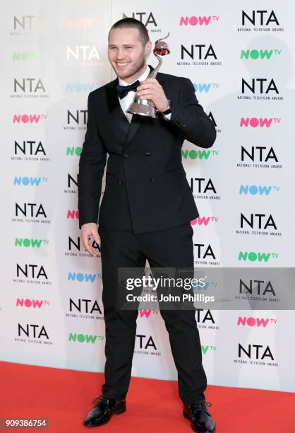 Danny Walters with the Newcomer award for "EastEnders" during the National Television Awards 2018 at the O2 Arena on January 23, 2018 in London,...