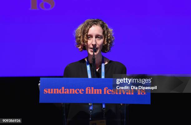 Laura Williams Argilla speaks onstage during the Art of Editing Reception during the 2018 Sundance Film Festival at The Shop on January 23, 2018 in...