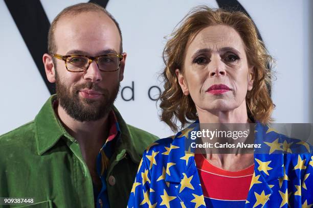 Spanish designer Agatha Ruiz de la Prada and his son Tristan Ramirez attend the 'Yo Dona' party at Only You Hotel Atocha on January 23, 2018 in...