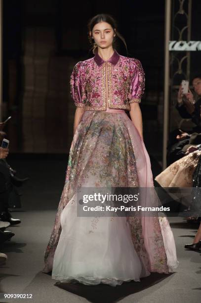 Model walks the runway during the Dany Atrache Spring Summer 2018 show as part of Paris Fashion Week on January 23, 2018 in Paris, France.