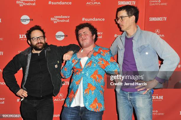 Screenwriter Toby Harvard, actor Grant Goodman and director Jim Hosking attend the Indie Episodic Program 4 during the 2018 Sundance Film Festival at...