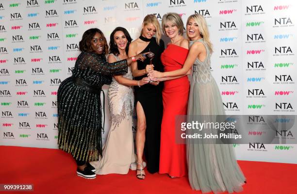 Chizzy Akudolu, Shirley Ballas, Tess Daly, Ruth Langsford and Mollie King with the Talent Show award for "Strictly Come Dancing" during the National...