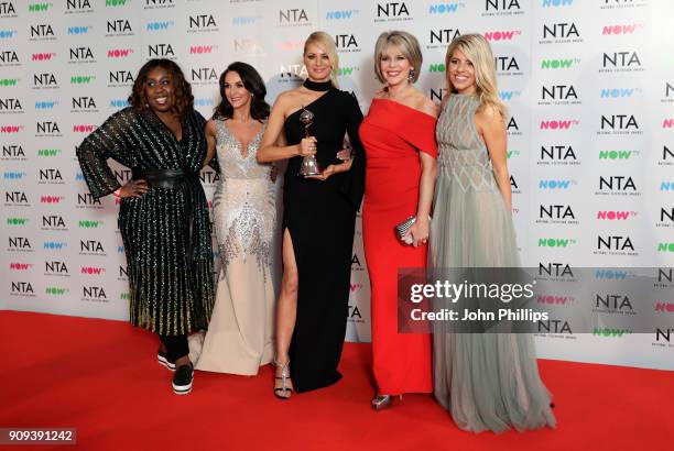 Chizzy Akudolu, Shirley Ballas, Tess Daly, Ruth Langsford and Mollie King with the Talent Show award for "Strictly Come Dancing" during the National...