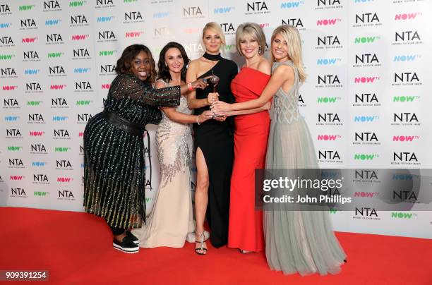 Chizzy Akudolu, Shirley Ballas, Tess Daly, Ruth Langsford and Mollie King with the Talent Show award for "Strictly Come Dancing" during the National...