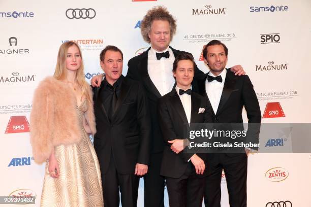 Lara Cosima von Donnersmarck, Sebastian Koch, Florian Henckel von Donnersmarck, Tom Schilling and Quirin Berg during the German Film Ball 2018 at...