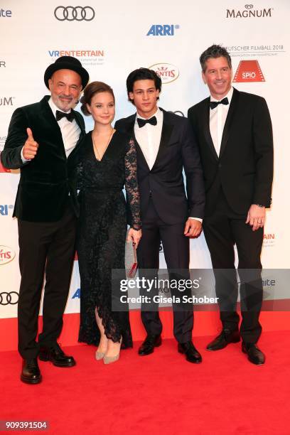 Heiner Lauterbach, Sonja Gerhardt, Emilio Sakraya and Wolfgang Groos during the German Film Ball 2018 at Hotel Bayerischer Hof on January 20, 2018 in...