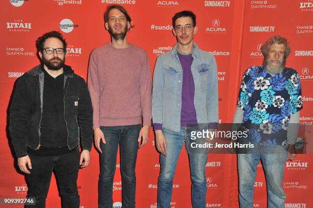 Screenwriter Toby Harvard, Sundance Film Festival programmer Charlie Sextro, director Jim Hosking and actor Carl Solomon attend the Indie Episodic...