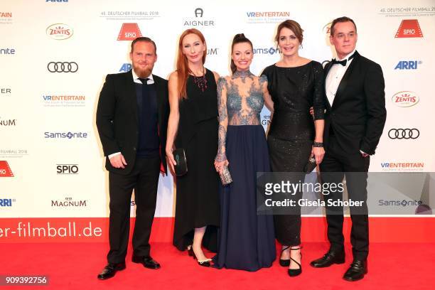 Axel Stein, Andrea Sawatzki, Julia Hartmann, Anja Kling, during the German Film Ball 2018 at Hotel Bayerischer Hof on January 20, 2018 in Munich,...