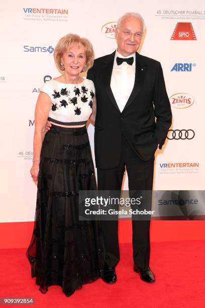 Edmund Stoiber and his wife Karin Stoiber during the German Film Ball 2018 at Hotel Bayerischer Hof on January 20, 2018 in Munich, Germany.
