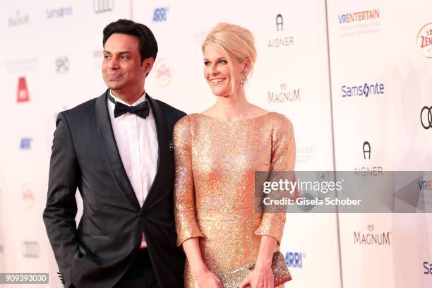 Natascha Gruen and her boyfriend Param Multani attend the German Film Ball 2018 at Hotel Bayerischer Hof on January 20, 2018 in Munich, Germany.