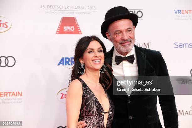 Heiner Lauterbach and his wife Viktoria Lauterbach during the German Film Ball 2018 at Hotel Bayerischer Hof on January 20, 2018 in Munich, Germany.