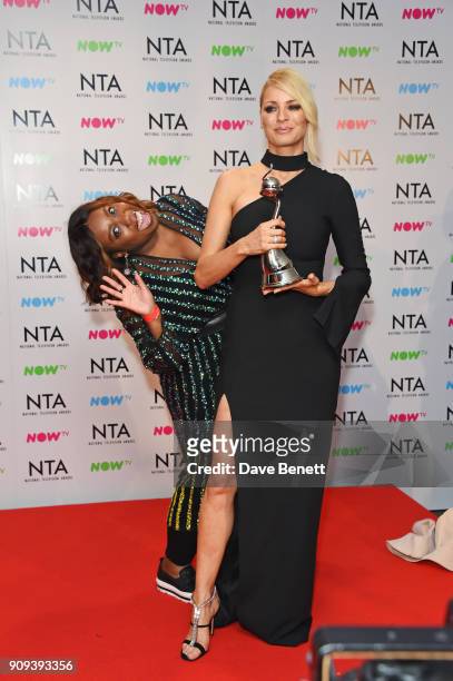 Chizzy Akudolu and Tess Daly, accepting the Best Talent Show award for "Strictly Come Dancing", pose in the press room at the National Television...