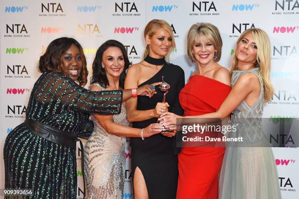 Chizzy Akudolu, Shirley Ballas, Tess Daly, Ruth Langsford and Mollie King, accepting the Best Talent Show award for "Strictly Come Dancing", pose in...