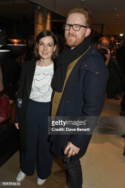 Jessica Raine and Tom Goodman-Hill attend the press night performance of "Beginning" at the Ambassadors Theatre on January 23, 2018 in London,...