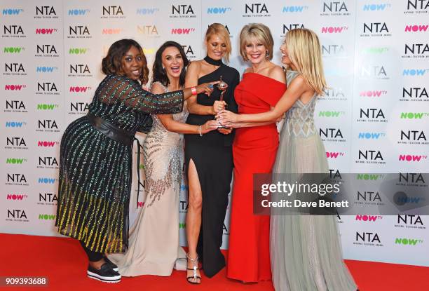 Chizzy Akudolu, Shirley Ballas, Tess Daly, Ruth Langsford and Mollie King, accepting the Best Talent Show award for "Strictly Come Dancing", pose in...