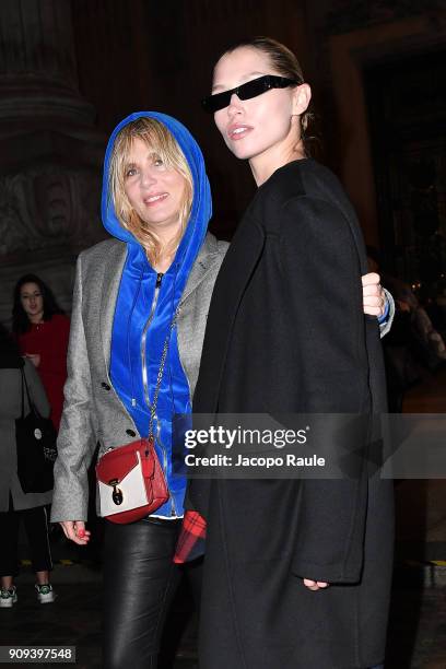 Emmanuelle Seigner is seen leaving Alexandre Vauthier fashion show during the Paris Fashion Week -Haute Couture Spring/Summer 2018 on January 22,...